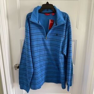 IZOD blue striped half zip sweater - size M